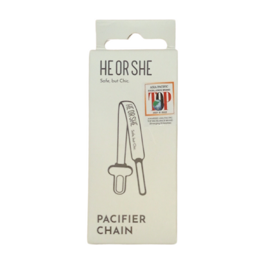 He or She Pacifier Chain White