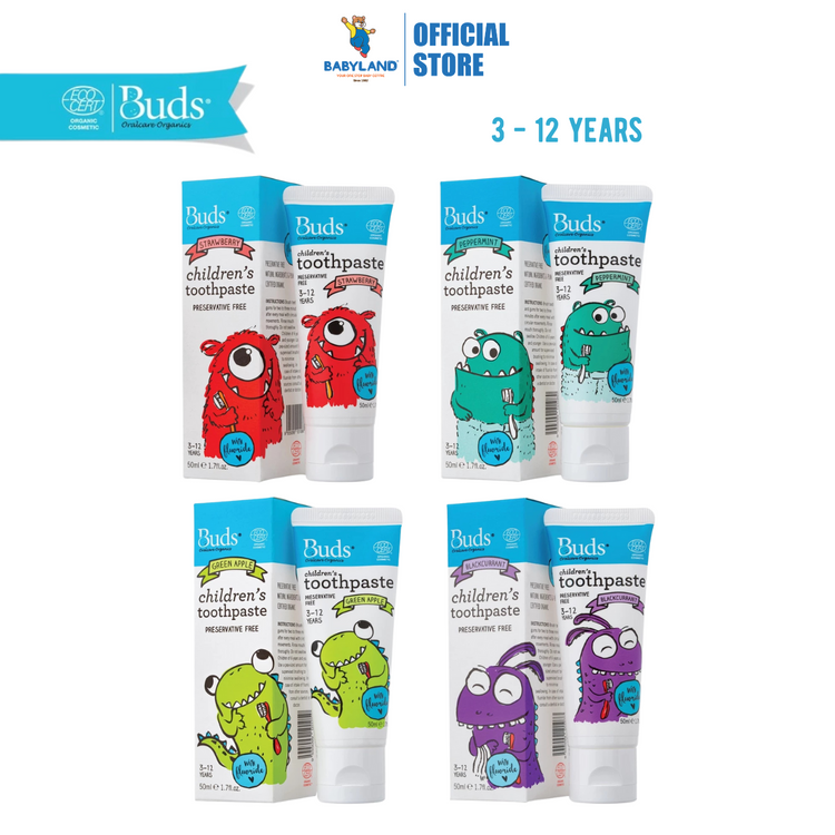 Buds Children's Toothpaste With Fluoride 50ml (3-12yrs)
