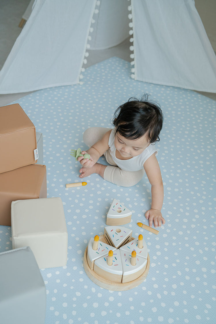 GingerBubs Speckled Play Mat Large - Baby Blue (2.0 m x 1.4 m)