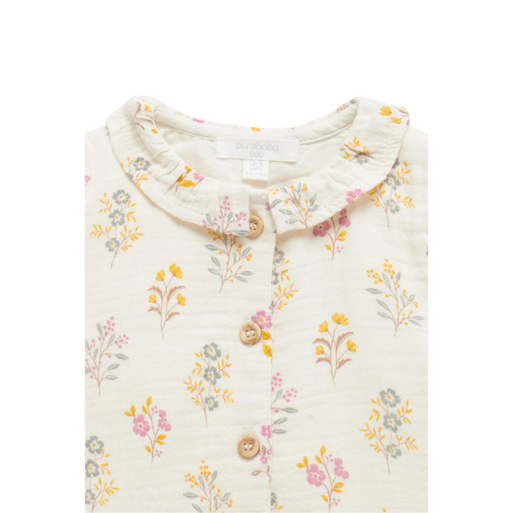 Purebaby Organic Crinkle Cotton Growsuit - Posie Floral