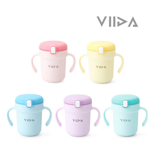 Viida Souffle Antibaterial Stainless Steel Straw Sippy Cup - Taffy Pink
