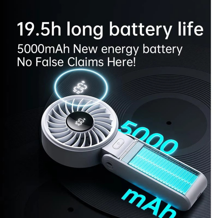 JisuLife Portable Handheld Fan Life7 (5000mAh) 19.5h cooling Foldable Hand Fans with 5 gears strong wind