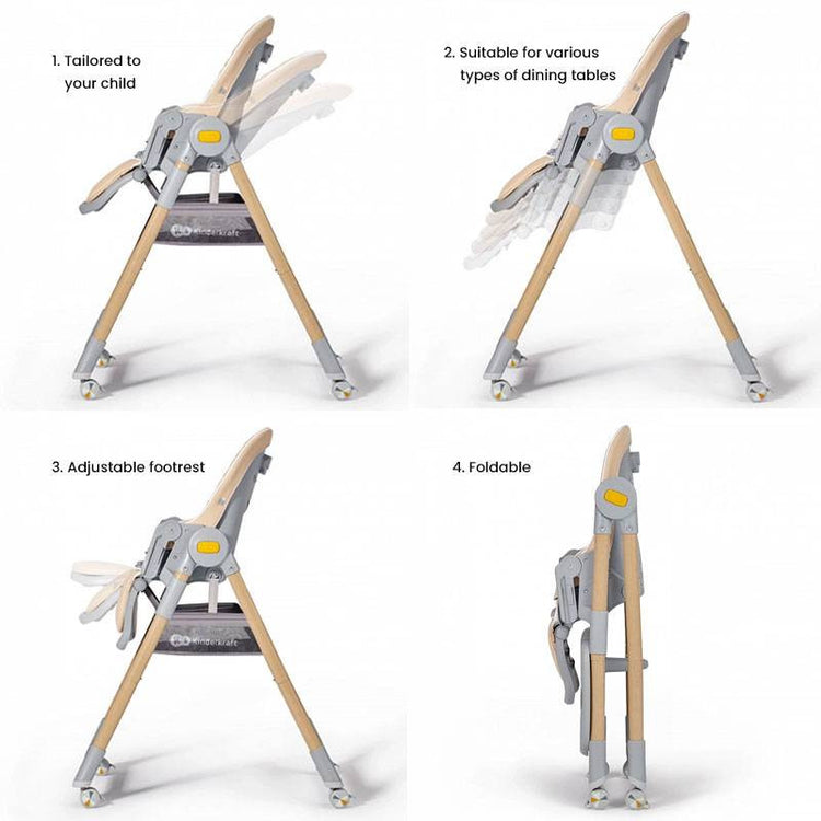 Kinderkraft Lastree 2 In 1 High Chair With Bouncer - Grey