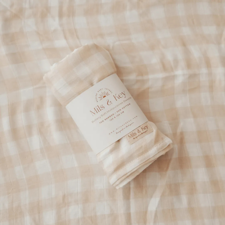 Mils and Key Swaddle - Bamboo + Cotton Swaddle (120cm x 120 cm)