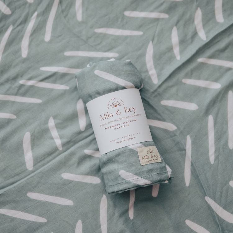 Mils and Key Swaddle - Bamboo + Cotton Swaddle (120cm x 120 cm)