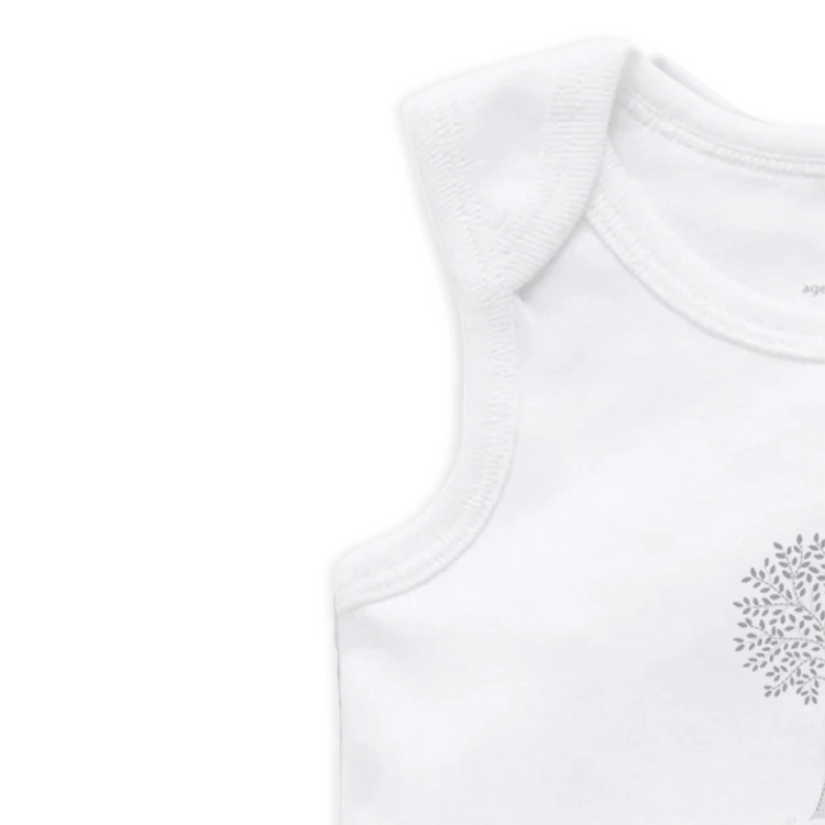 Purebaby 2 Pack Organic Singlet Bodysuit - Pale Grey Melange Print