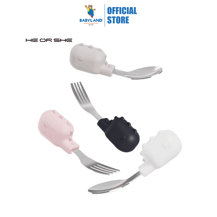 He or She SUS Medical Grade Stainless Steel Baby Spoon & Fork Set