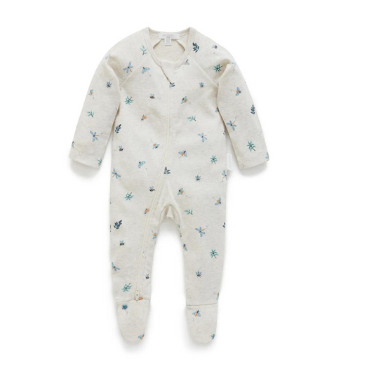 Purebaby Organic Zip Growsuit - Bugs Print