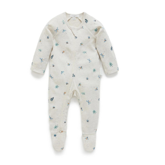 Purebaby Organic Zip Growsuit - Bugs Print