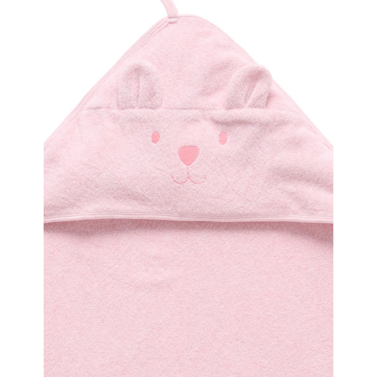 Purebaby Organic Essential Bear Towel - Pale Pink Melange