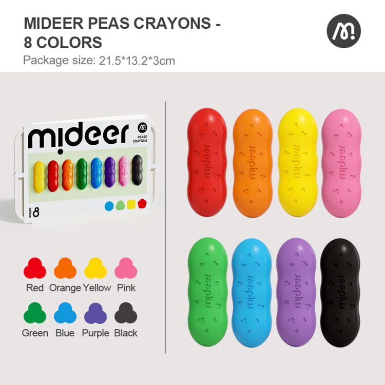 Mideer Washable BeeswaxBased Peas Crayon ( 8 / 12 Colors )