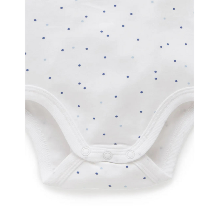 Purebaby 2 Pack Organic Singlet Bodysuit - Pale Blue Pack (Stripe / Polka Dot)