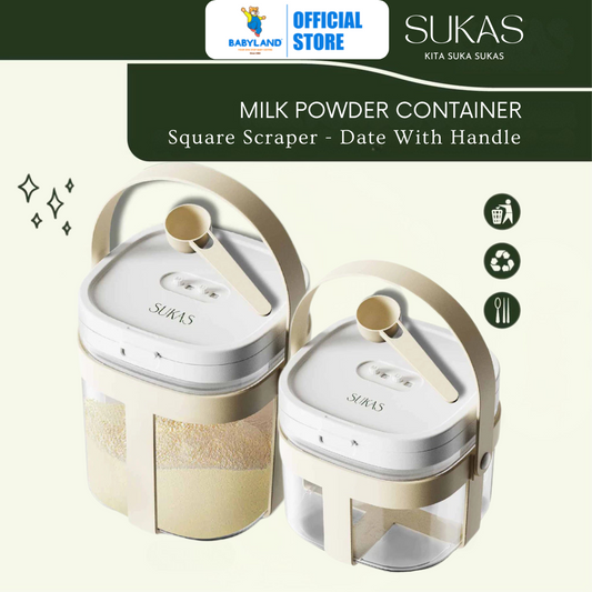 SUKAS Milk Powder Container Flip - Square Scraper & Date With Handle (800ml) (1200ml)