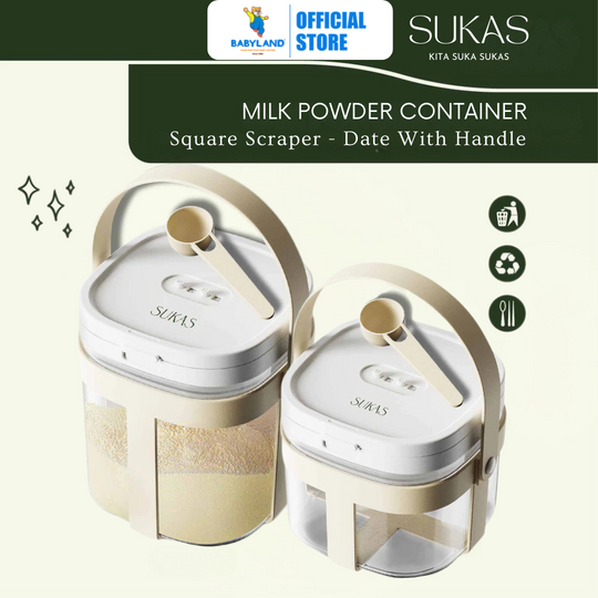 SUKAS Milk Powder Container Flip - Square Scraper & Date With Handle (800ml) (1200ml)
