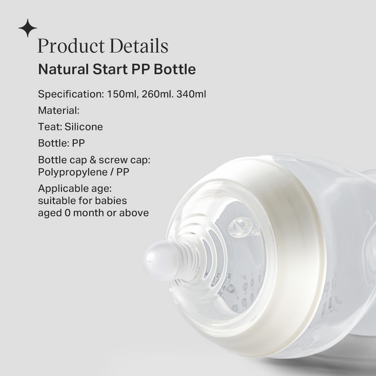 Tommee Tippee Natural Start PP Bottle (2x260ml) - With Medium Flow Teat