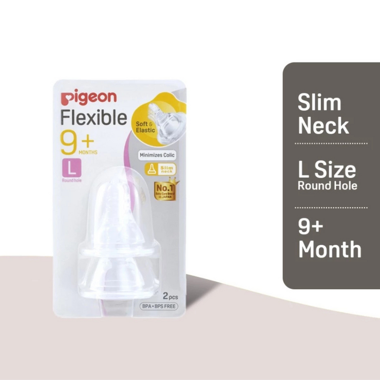 Pigeon Peristaltic Slim Neck Nipple - S/M/L/Y/LL (2Pcs)