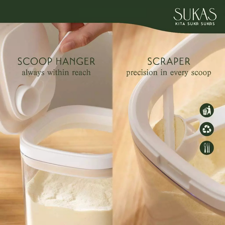 SUKAS Milk Powder Container Flip - Square Scraper & Date (1200ml)ย (800ml)