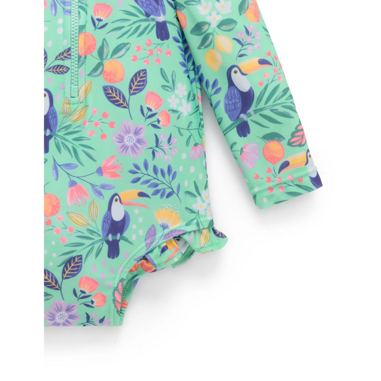Purebaby Organic Long Sleeve Swimsuit - Toucan Frilly