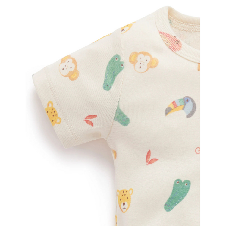 Purebaby Organic 2 Pack Short Sleeve Ribbed Bodysuit - Fiesta Heads