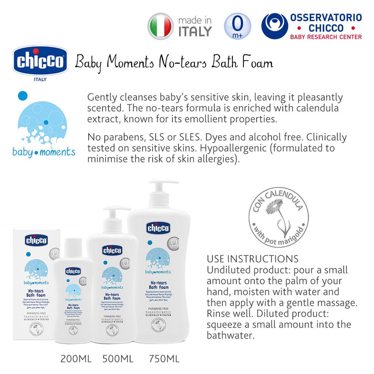 Chicco Baby Moments No-Tears Bath Foam 200ml ( 0m+ )