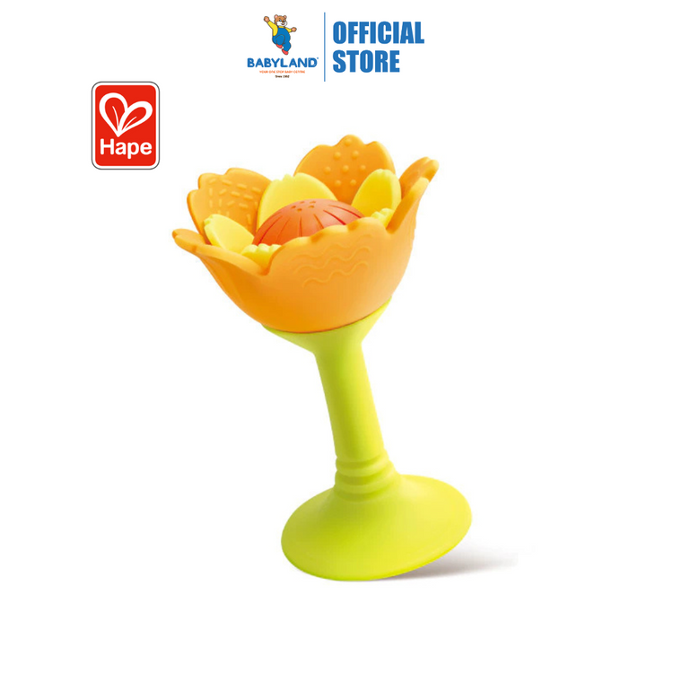 Hape 0137 Silicone Rattle & Teether Flower Orange (0m+)