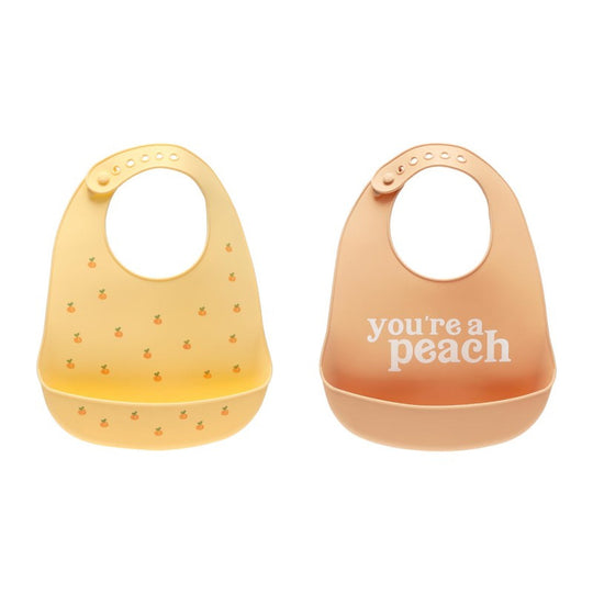 Pearhead Silicone Bib 2 Pcs - You're A Peach (6m+)