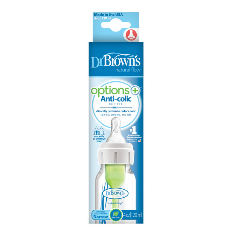 Dr Brown’s Options+ PP Narrow-Neck Bottle with Level 1 Teat (120mL)(1Pc)