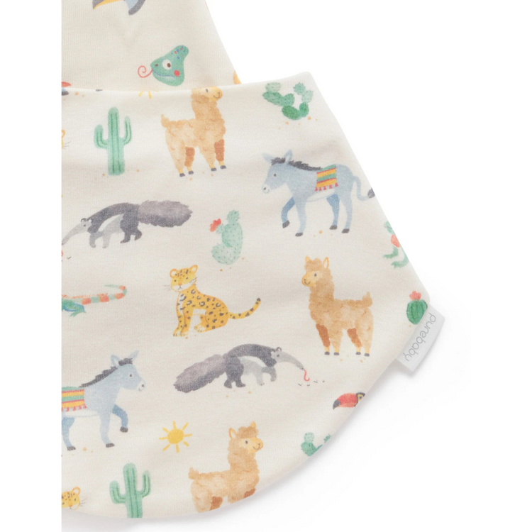 Purebaby Organic 2 Pack Dribble Bib - Fiesta Heads Print