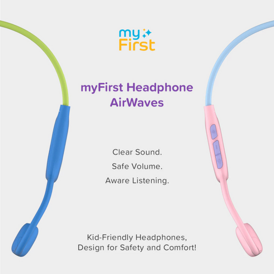 myFirst Headphones AirWaves - Bone Conduction Wireless Bluetooth Headphones for Kids
