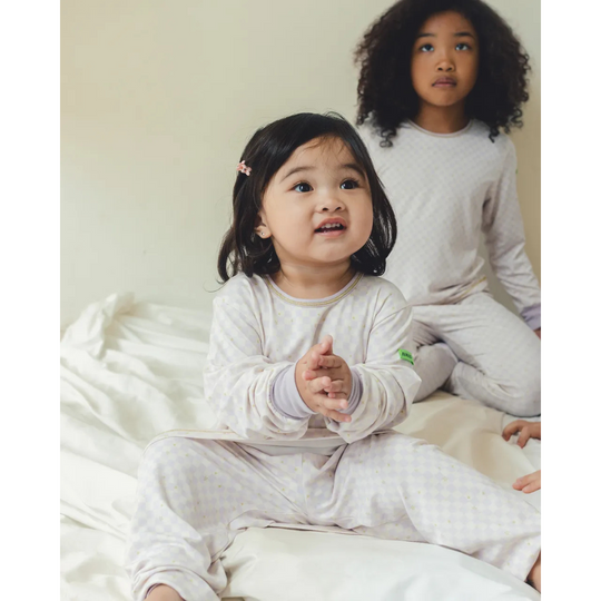 Hamako Tencel Kids Long Set Stary Gingham