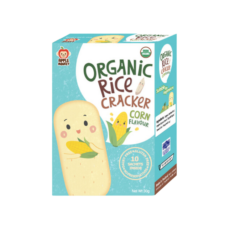 Apple Monkey Organic Rice Cracker 10 sachets 30g