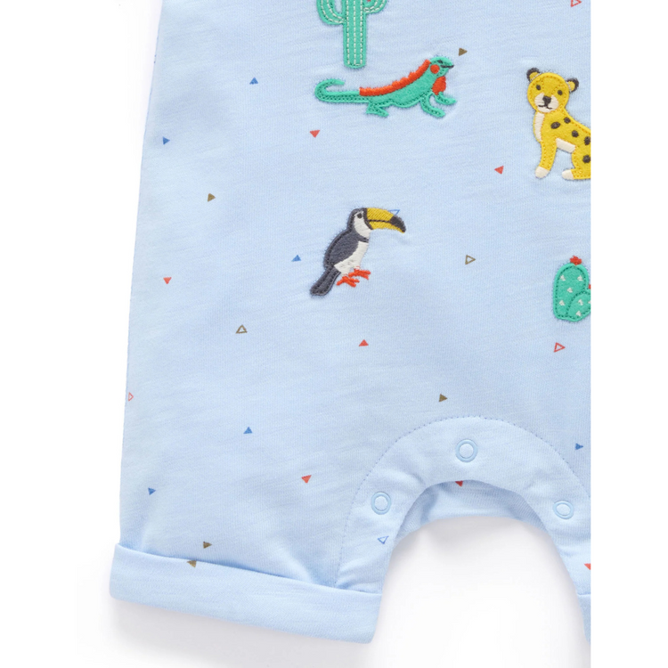 Purebaby Organic Animal Fiesta Short Growsuit - Mini Triangle