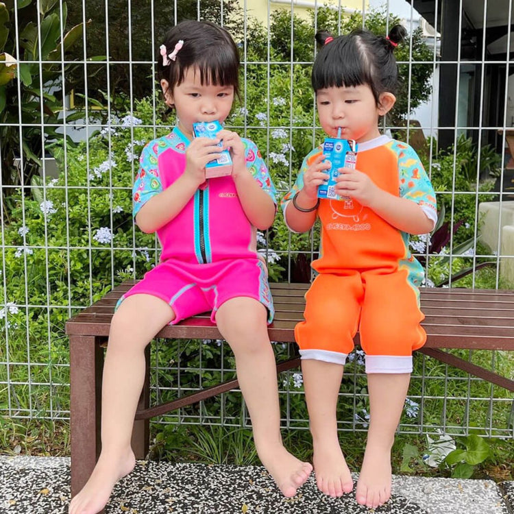 Cheekaaboo Warmiebabes Baby & Toddler Thermal Swimsuit UPF50+ Orange Dino