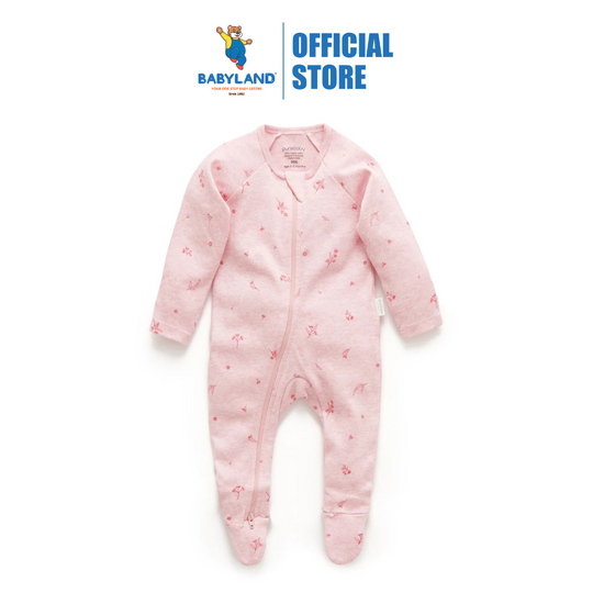 Purebaby Organic Zip Growsuit - Peony Blossom