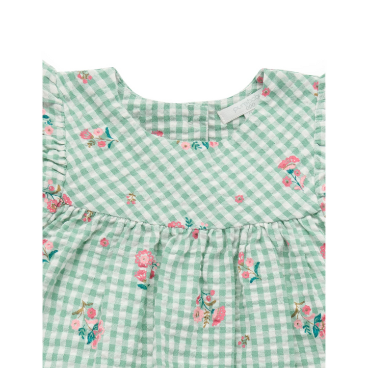 Purebaby Organic Frida Gingham Bloomer Set - Frida Print