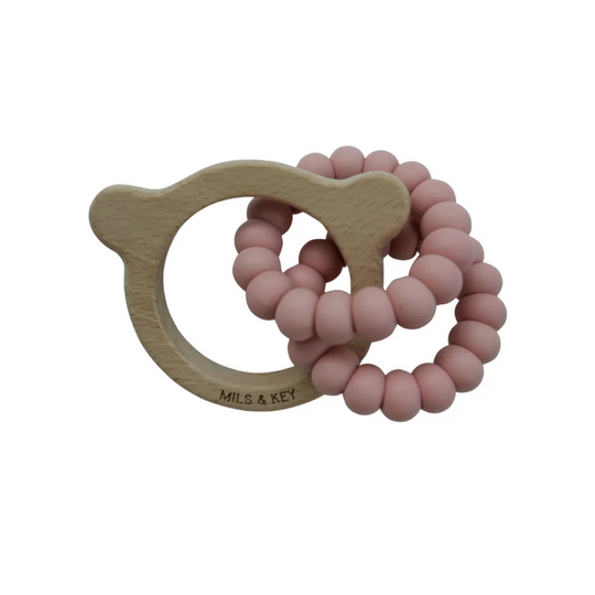 Mils and Key Wooden Bear Teether (3m+)