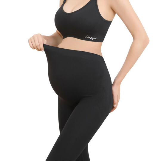 Shapee Maternity Compression Support Leggings Black - pregnant legging, exercise pants, tummy support pants