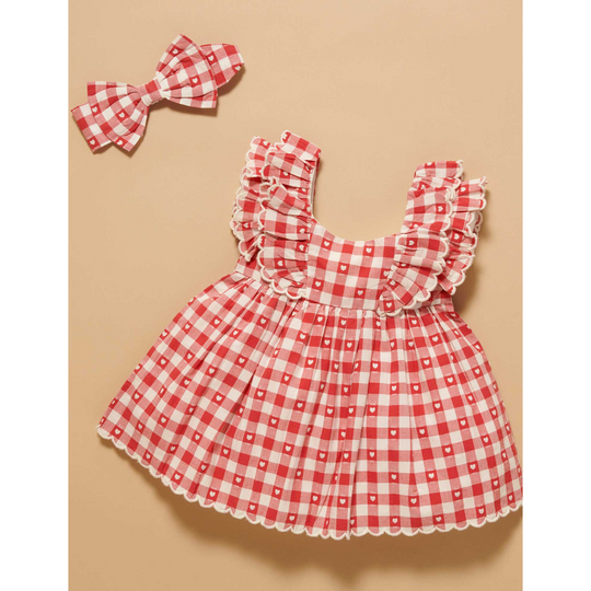 Purebaby Organic Heart Gingham Dress