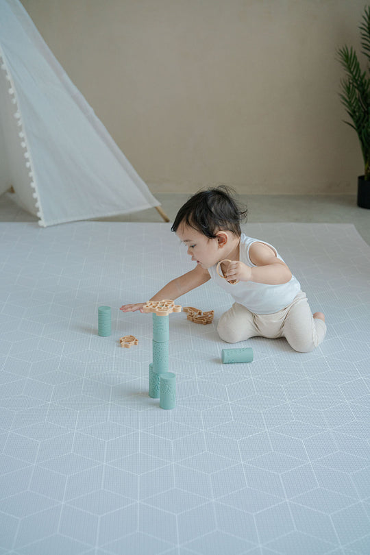 GingerBubs Speckled Play Mat Large - Baby Blue (200 x 140 cm)
