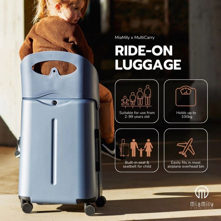 MiaMily Multicarry Carry On Luggage 18" with Built-in Seat for Children & Adults | Luggage Kids | Suitcase