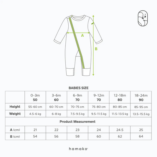 Hamako Tencel Baby Kids Jippa Suit Striped Forest