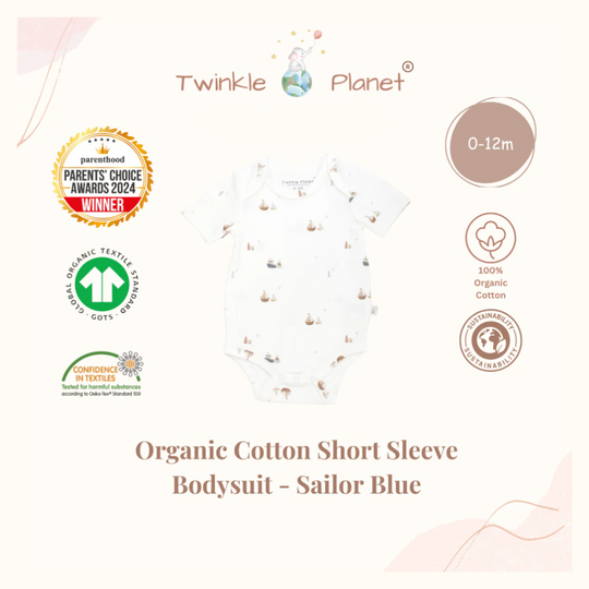 Twinkle Planet GOTS Organic Cotton Short Sleeve Bodysuit – Sailor Blue