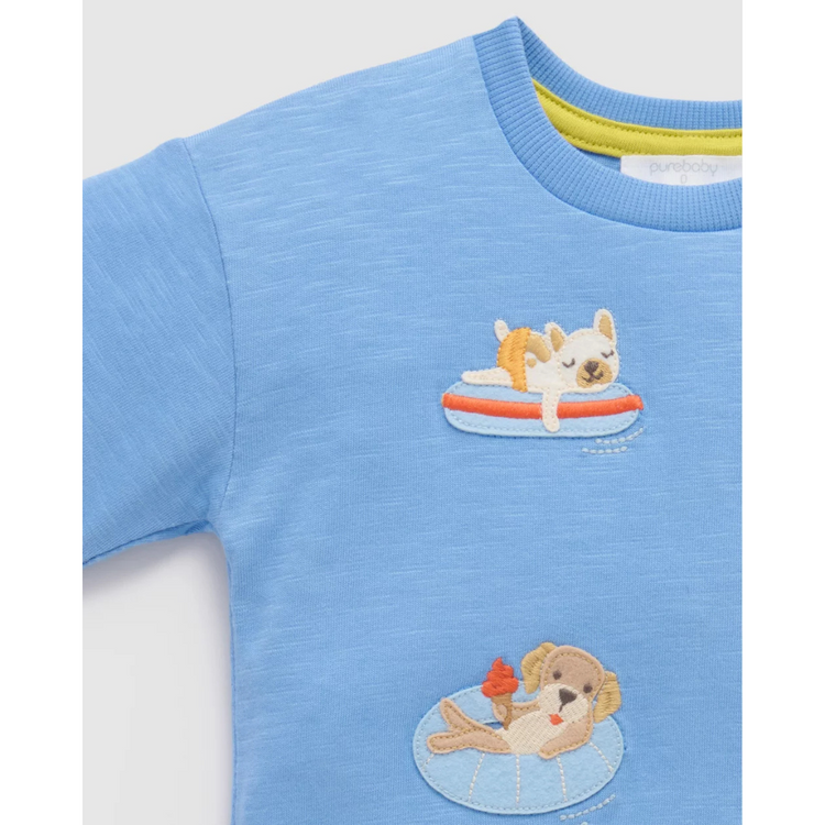 Purebaby Organic Baby Kids Floating Puppies Set - Ocean Print