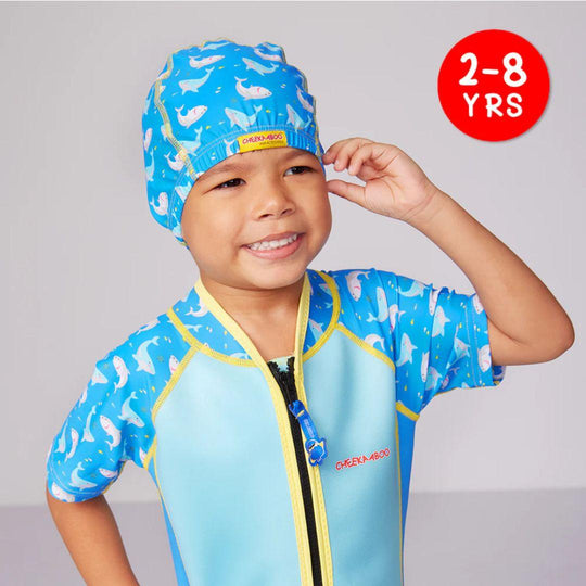 Cheekaaboo Protective Toddler Swim Cap UV Protection Spandex - Blue Shark (2-8yrs)