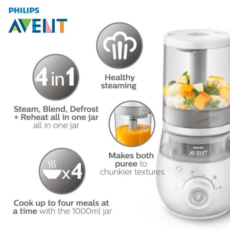Philips Avent 4-in-1 Baby Food Maker (Steam, Blend, Defrost & Reheat) SCF883/02
