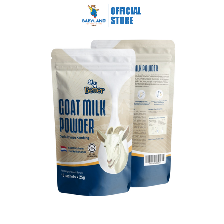 (HALAL) Better Premium Goat Milk Powder 25g x 10 sachets. Boosting Energy Level, Focus and Memory