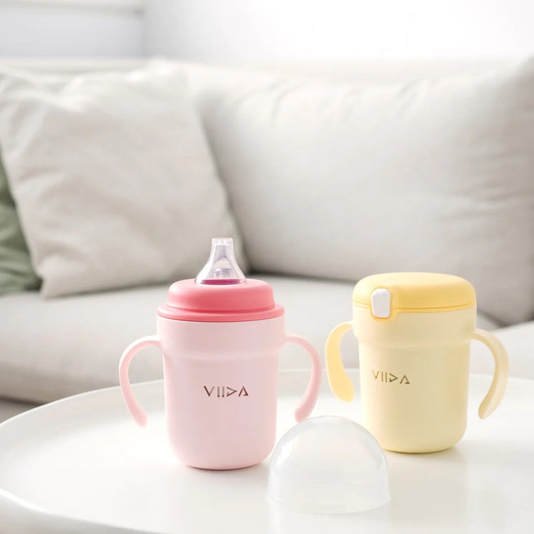 Viida Souffle Antibacterial Stainless Steel Spout Sippy Cup - Taffy Pink