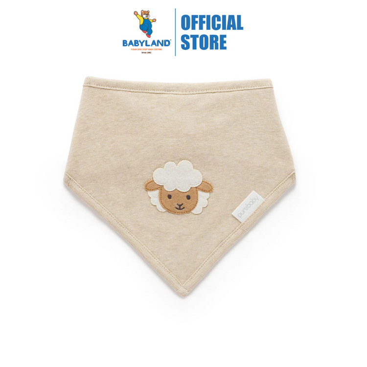Purebaby Organic Bandana Bib Sheep - Almond Melange