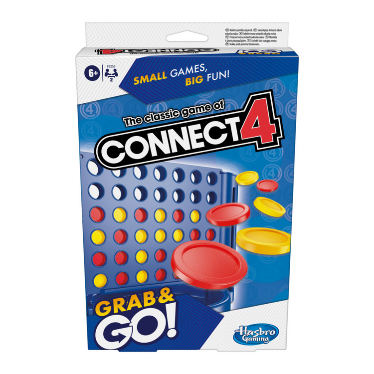 Connect 4 Grab & Go Game for Ages 6 and Up, Portable Game for 2 Players, Travel Game