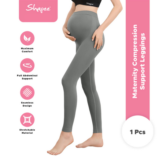 Shapee Maternity Compression Support Leggings Grey - pregnant legging, exercise pants, tummy support pants